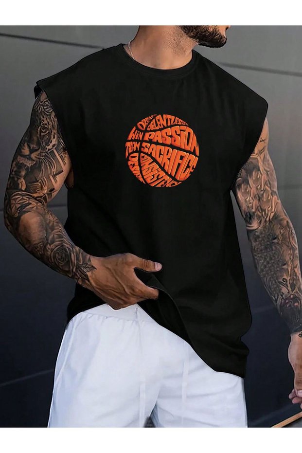 Printed Oversize Unisex Sleeveless T-Shirt