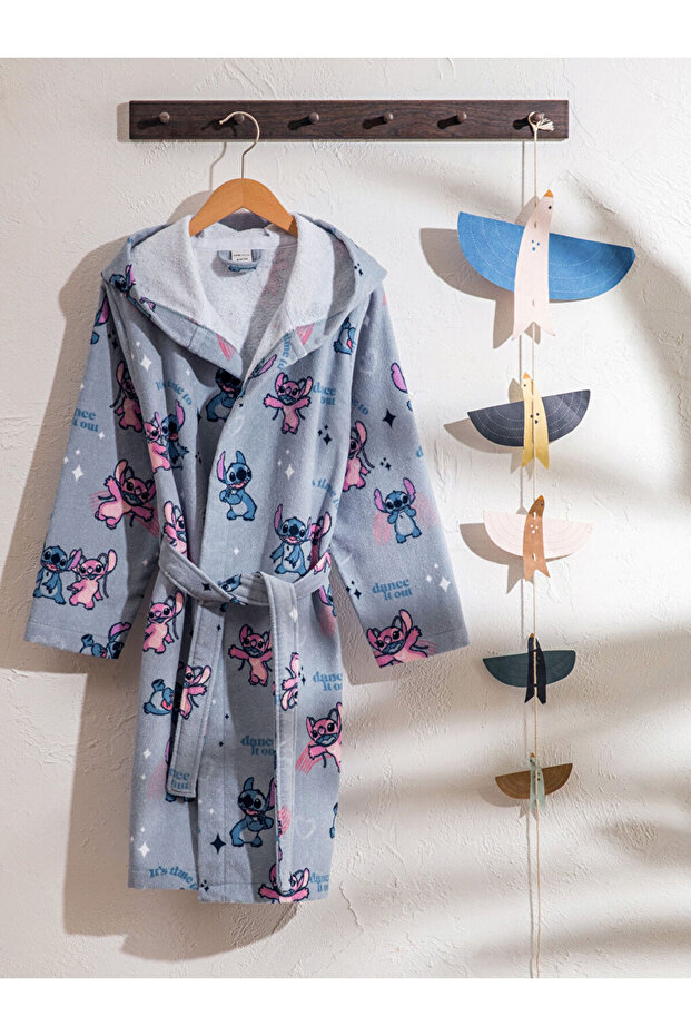 Blue Stitch Printed Girl's Bathrobe
