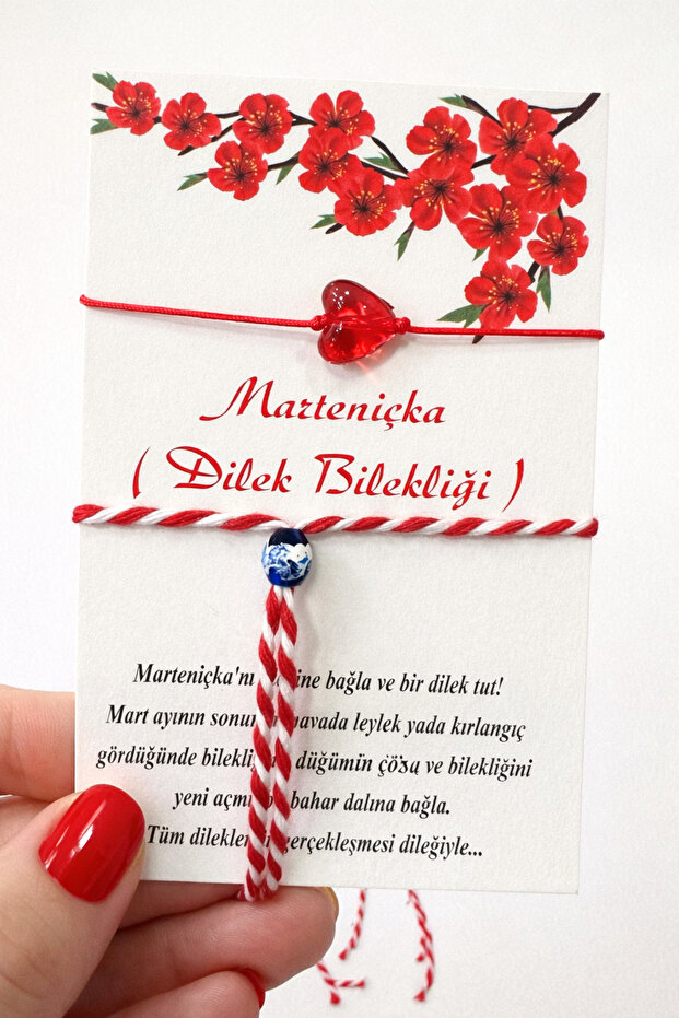 Marteniçka Red Heart and Evil Eye Beads Wish Luck Bracelet (10 Pieces)