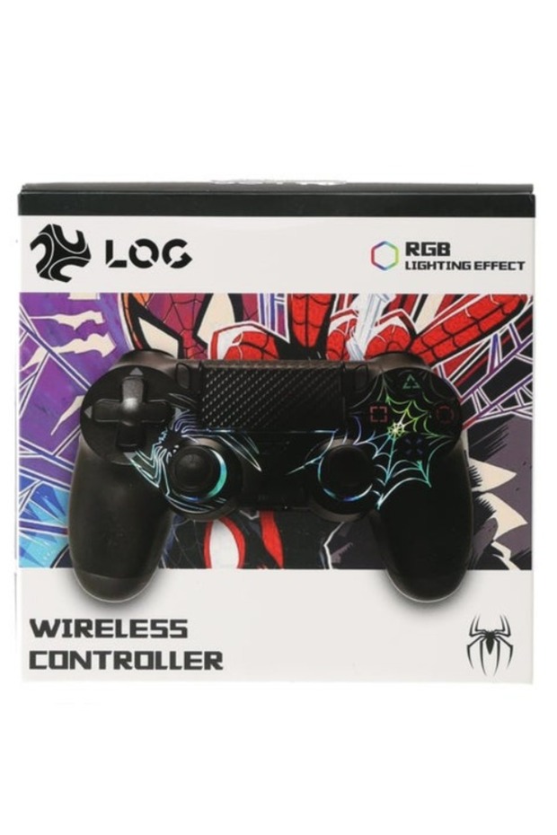 وحدة تحكم لاسلكية LOG لأجهزة بلاي ستيشن 4 / 3 / الكمبيوتر الشخصي / أندرويد / iOS - تأثير إضاءة RGB - أسود - 1