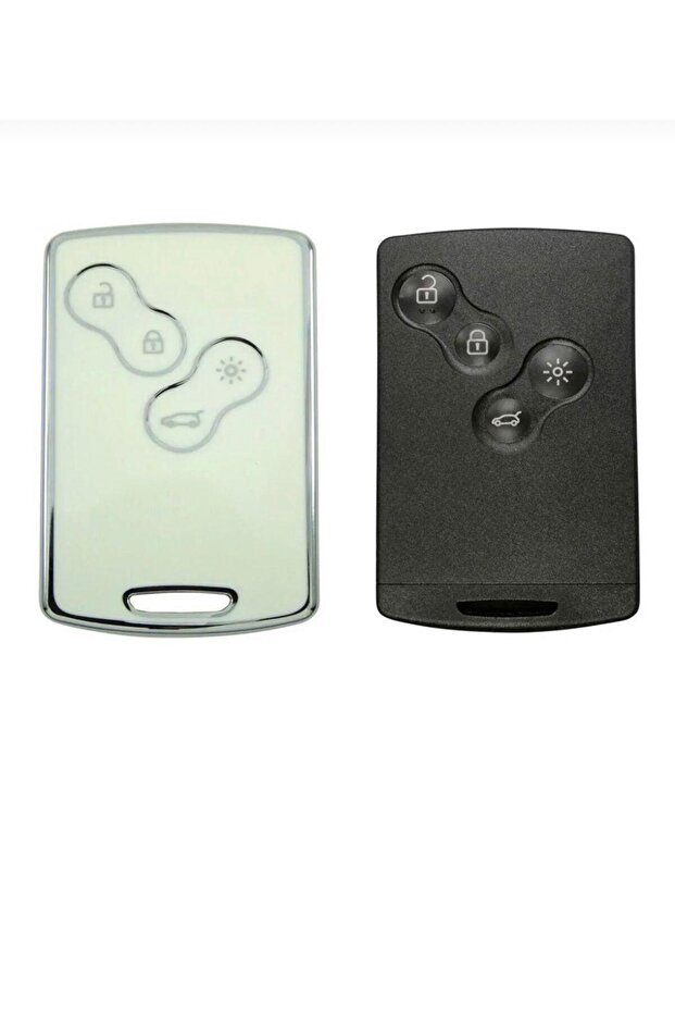Özn Keys Clio4 Fluence Key Case Cover Compatible for Keyless Start White Silver