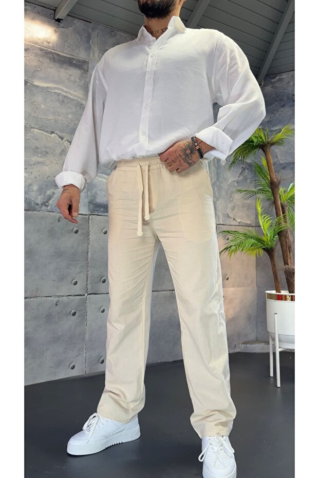 Lizalı Linen Baggy Trousers