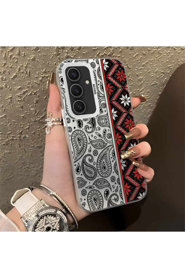 Samsung Galaxy S25 Plus Compatible Kilim Rug Patterned Silicone Edge Hard Back Anti-Fall Phone Case