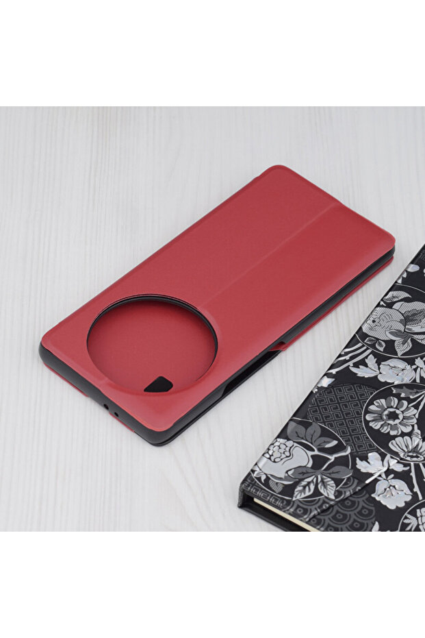 Honor Magic5 Lite Leather View Flip Case, Red - 2