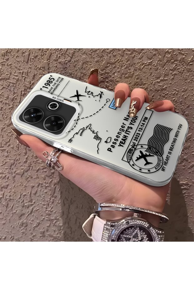 Poco M6 4g Compatible Silicone Edge Hard Back Anti-Fall Phone Case with Airplane Pattern