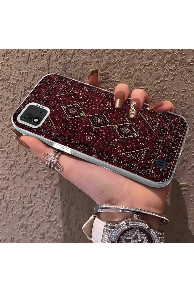 Realme C11 2021 Compatible Silicone Edge Hard Back Anti-Fall Phone Case with Carpet Pattern