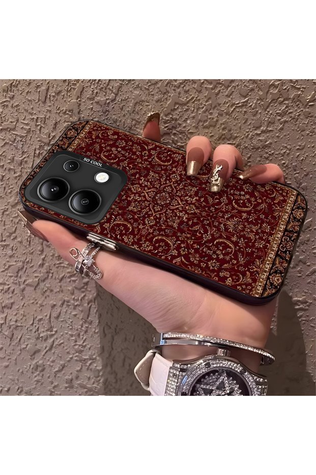 Redmi Note 13 Compatible Silicone Edge Hard Back Anti-Fall Phone Case with Kilim Pattern