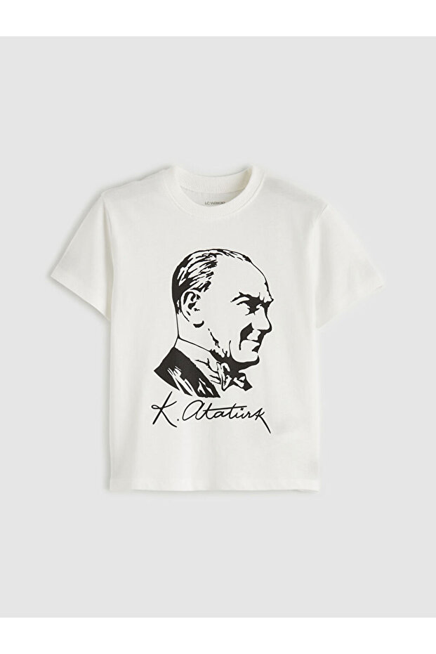 Esvab • Modern & Distinctive Zero Roba Collar Ataturk Printed Boys' T-Shirt