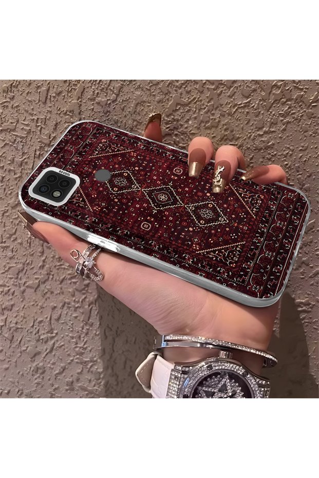 Poco C31 Compatible Silicone Edge Hard Back Anti-Fall Phone Case with Kilim Pattern