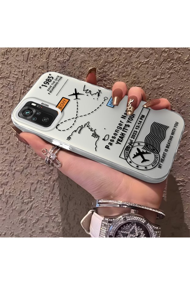 Redmi Note 10 Compatible Silicone Edge Hard Back Anti-Fall Phone Case with Airplane Pattern