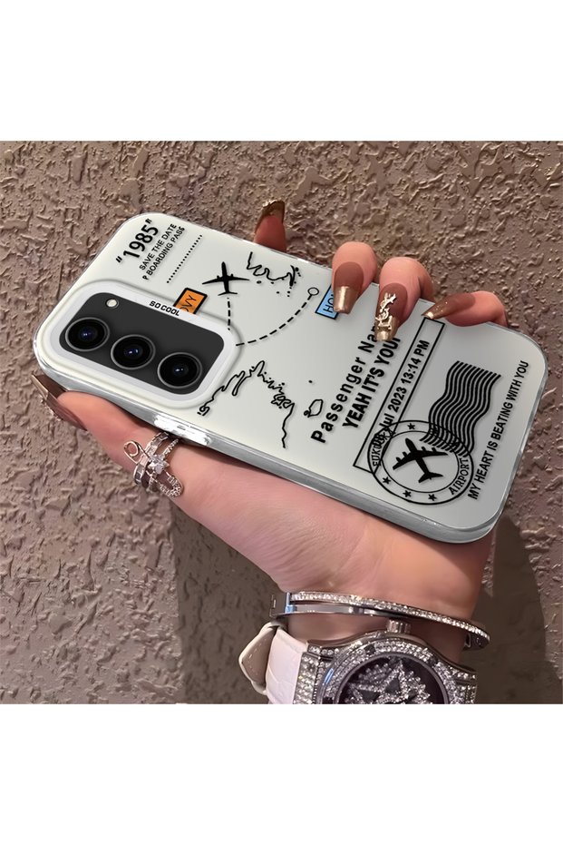 Samsung Galaxy S23 Compatible Silicone Edge Hard Back Anti-Fall Phone Case with Airplane Pattern
