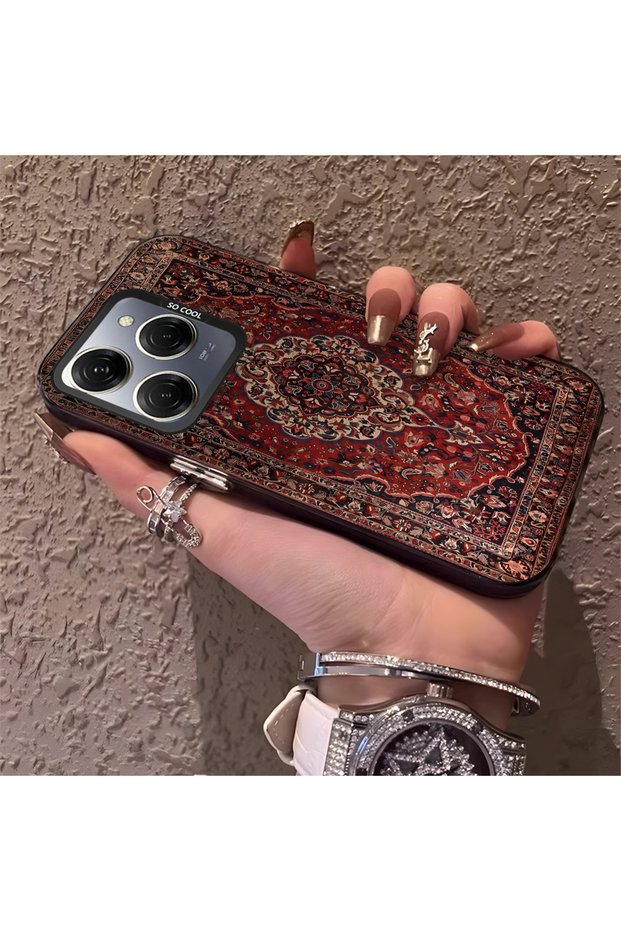 Tecno Spark 20 Pro Compatible Rug Patterned Silicone Edge Hard Back Anti-Fall Phone Case