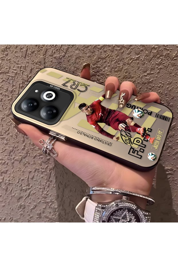 Tecno Spark Go 2024 Compatible Silicone Edge Hard Back Anti-Fall Phone Case Cr7 Patterned