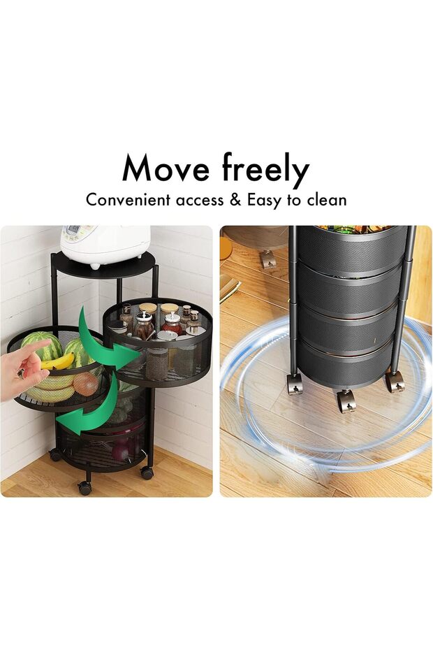 رف تخزين مطبخ دائري دوار متعدد الطبقات - 5