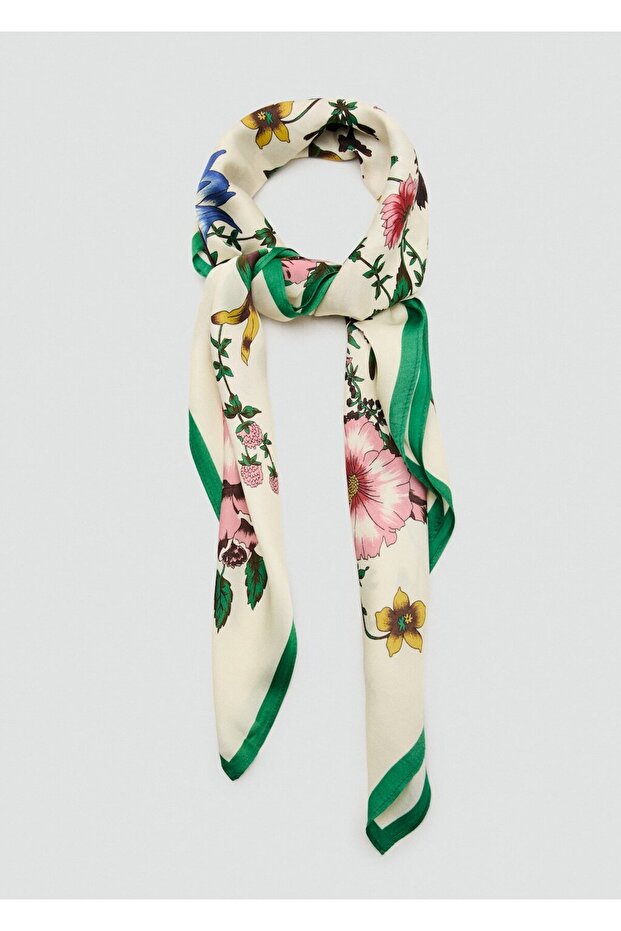 Çiçekli saten fular - 3