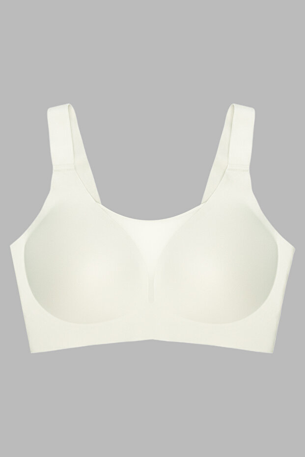 Seamless Bra - Forme | Cream Laser Cut Seamless Gathering Large Tulle Size Women's Bra