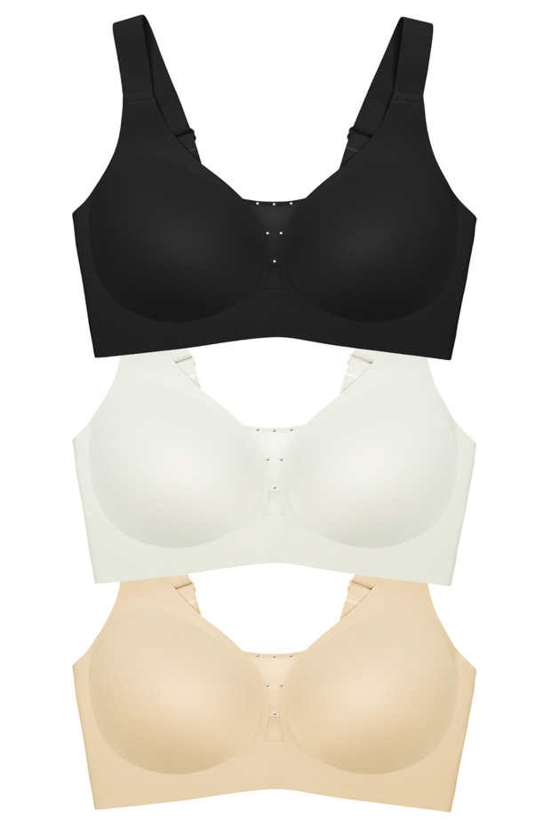 Seamless Bra - Balance | Laser Cut Stone Seamless Gathering Plus Size Women's Bra 3-Pack
