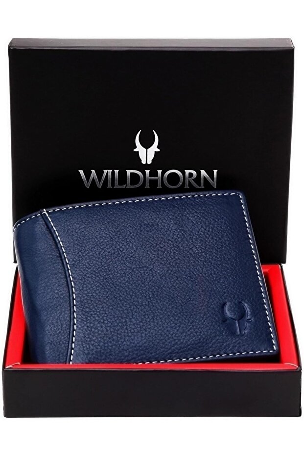 Navy Leather Wallet for Men