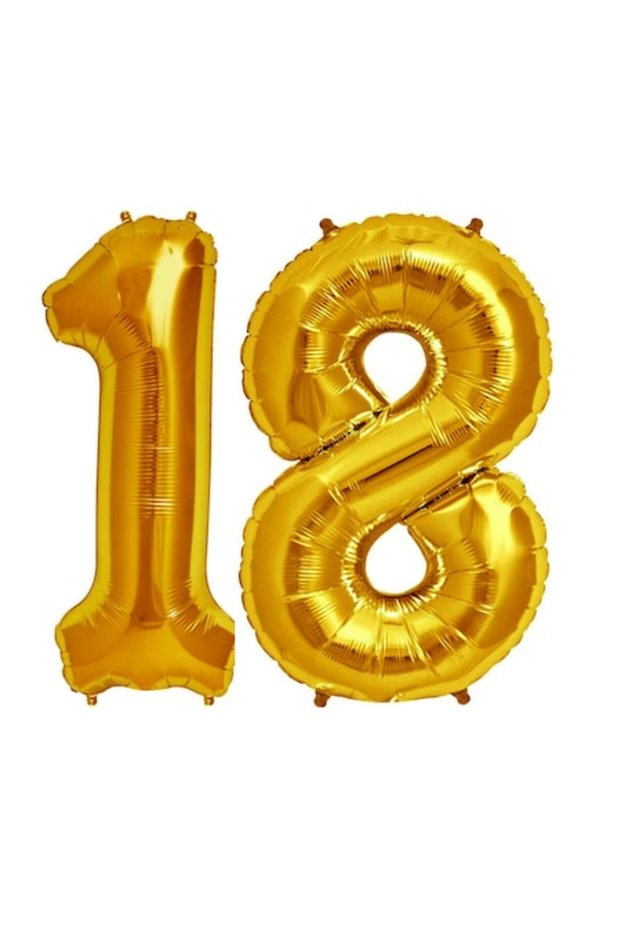 Gold Number 18 Foil Balloons Set