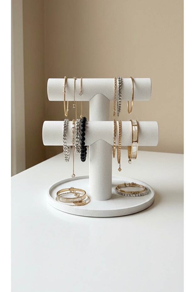 Modern Minimalist 2-Tier Jewelry Stand and Bracelet Organizer