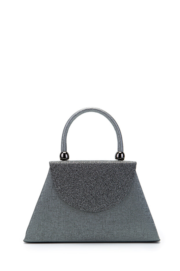 Minimalist Design Glittery Covered Lip Evening Dress Handbag Anthracite