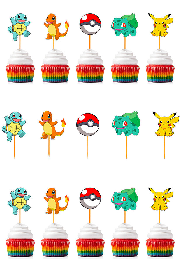 Cupcake Toothpicks Pokemon Themed 10 Pieces