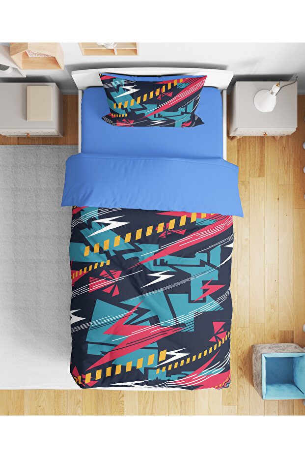 Sports Modern Line Patterned 3D Digital Printed Single Youth Duvet Cover Set Sleeping Set