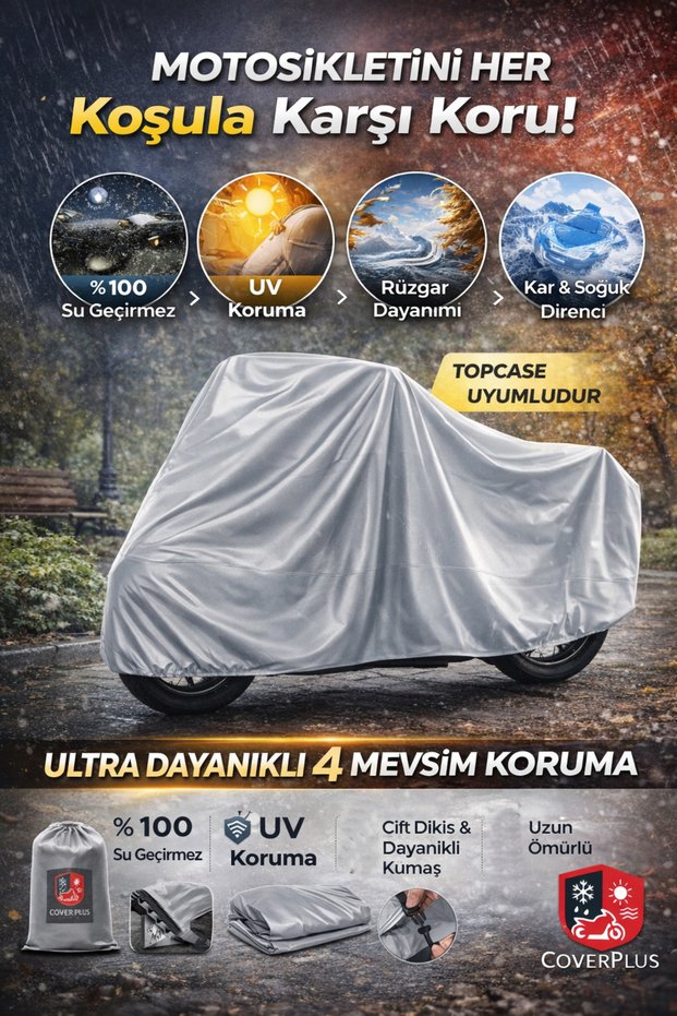 Rear Bag Compatible Motorcycle Tarpaulin for Hero Xpulse 200 (Gray Color)