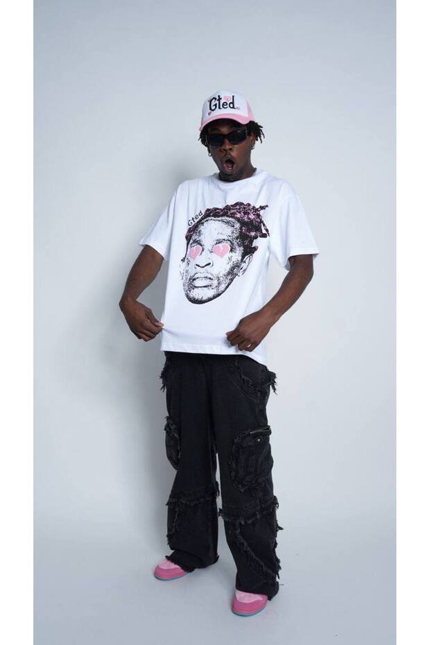 Unisex White Oversize T-Shirt Printed Relaxed Fit Casual Streetwear Stylish Premium