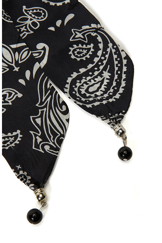 Siyah Kadın İpek Fular - 3