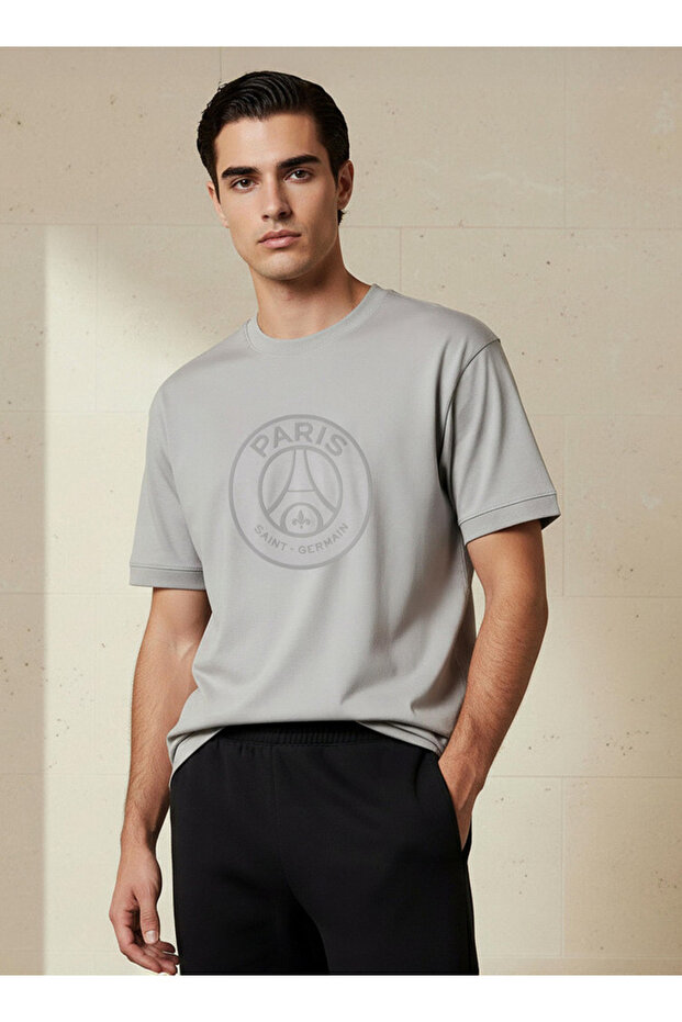 Men Regular Fit Crew Neck Short Sleeves Paris Saint-Germain Print T-shirt