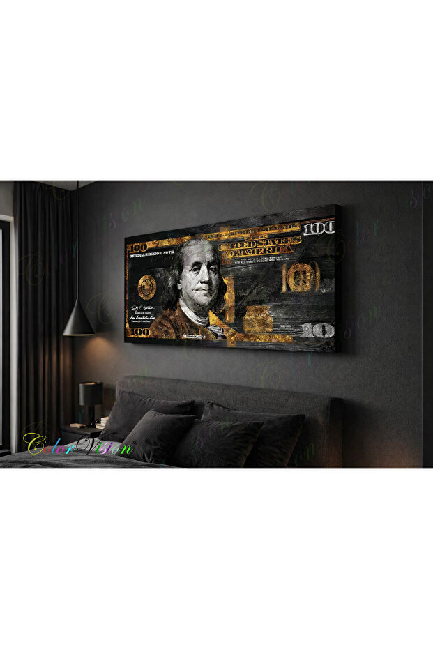 Gold Black Dolar Kanvas Tablo - 1