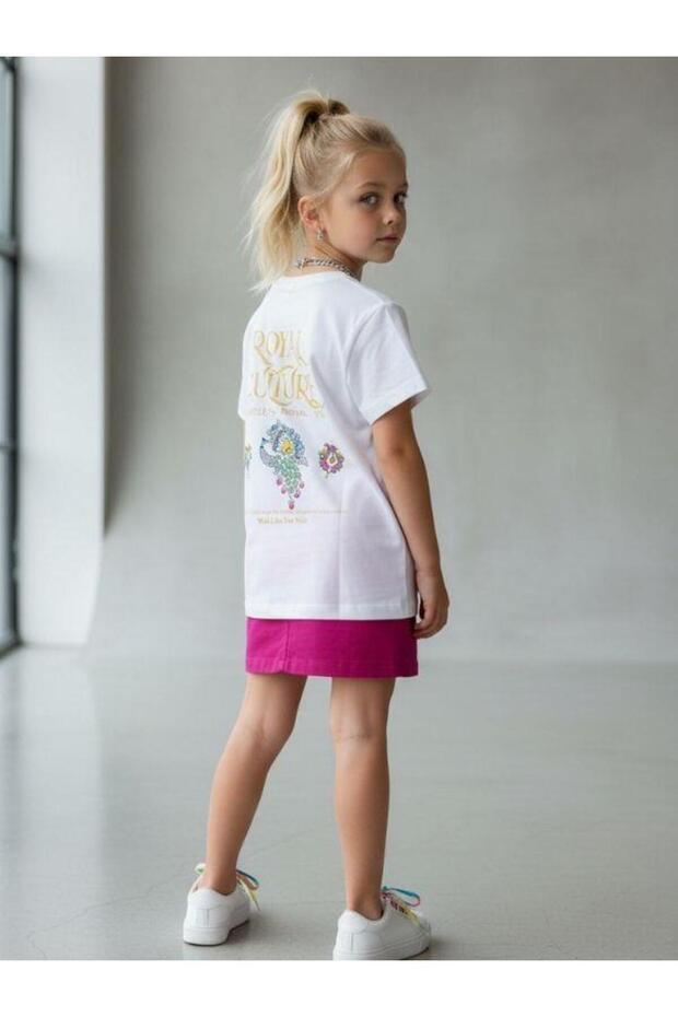 تي شيرت بناتي أساسي مطبوع من الخلف - 7