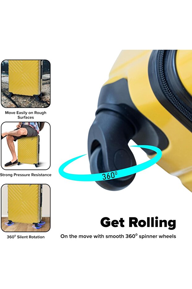 طقم حقائب سفر صلبة بعجلات دوارة - 2