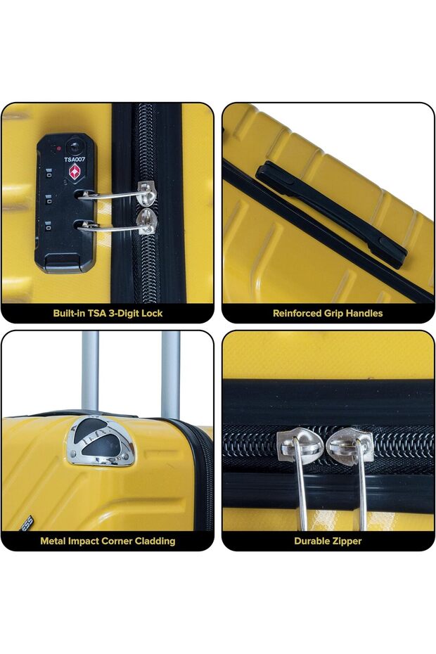 طقم حقائب سفر صلبة بعجلات دوارة - 3