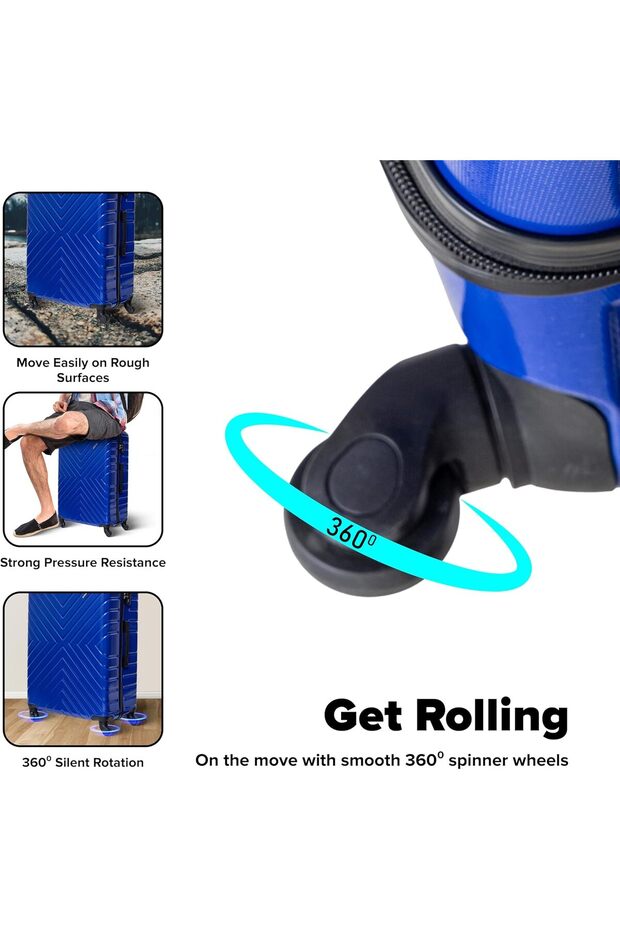 طقم حقائب سفر صلبة بعجلات دوارة - 2