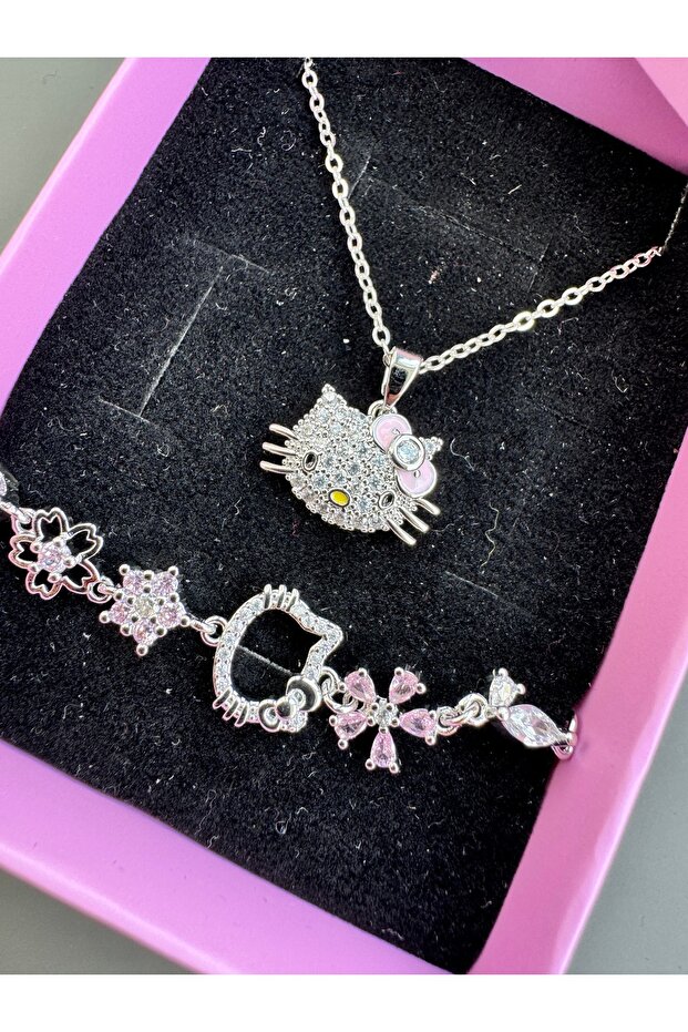 HELLO KITTY KOLYE BİLEKLİK SETİ ÇELİK - 6