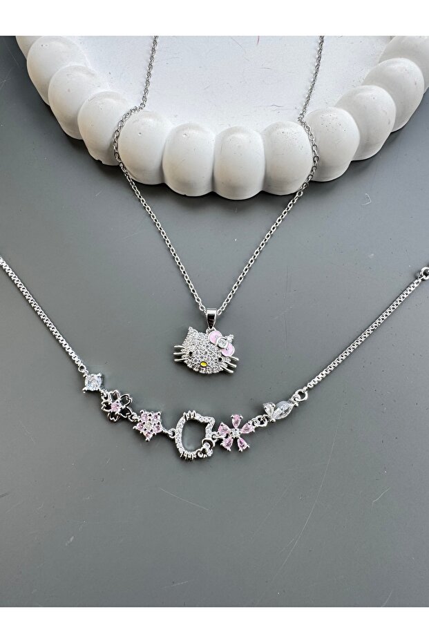 HELLO KITTY KOLYE BİLEKLİK SETİ ÇELİK - 2