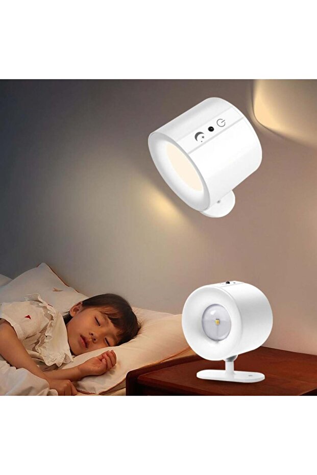 مصباح جداري LED أبيض قابل للدوران مع جهاز تحكم عن بعد - 2