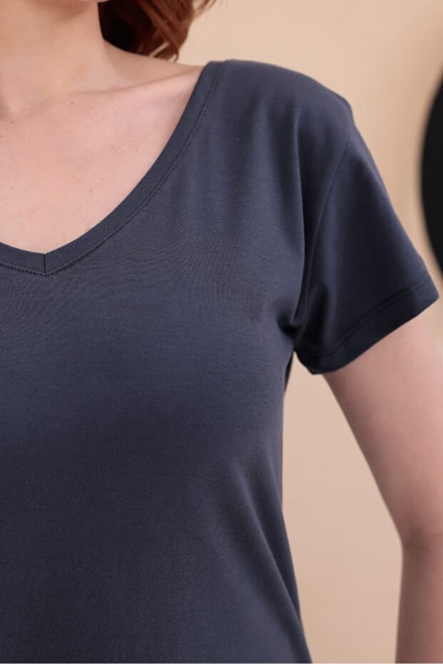 Slit Long Basic T-Shirt Hkn34 - 7