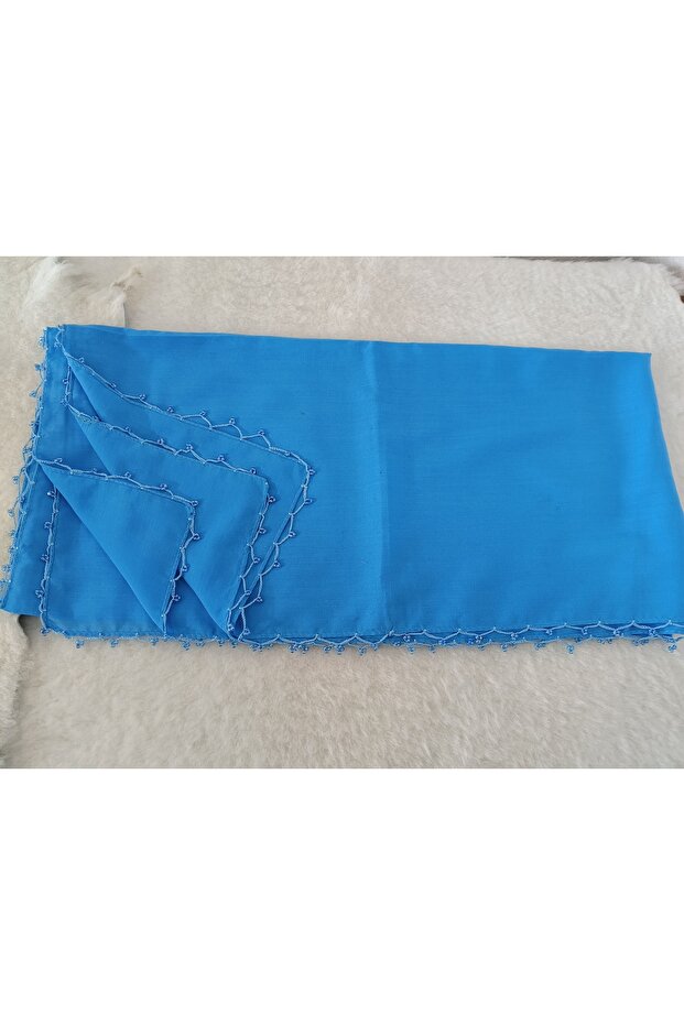 Handmade Sand Beaded Crochet Print Writing, Cheesecloth Yemeni, Scarf, 4 Edges Embroidered