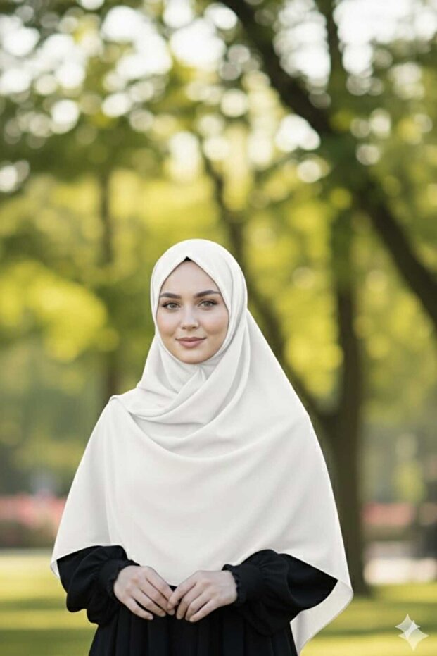 Hijab Hijab Egyptian Medina Silk Scarf 110X110 Ecru