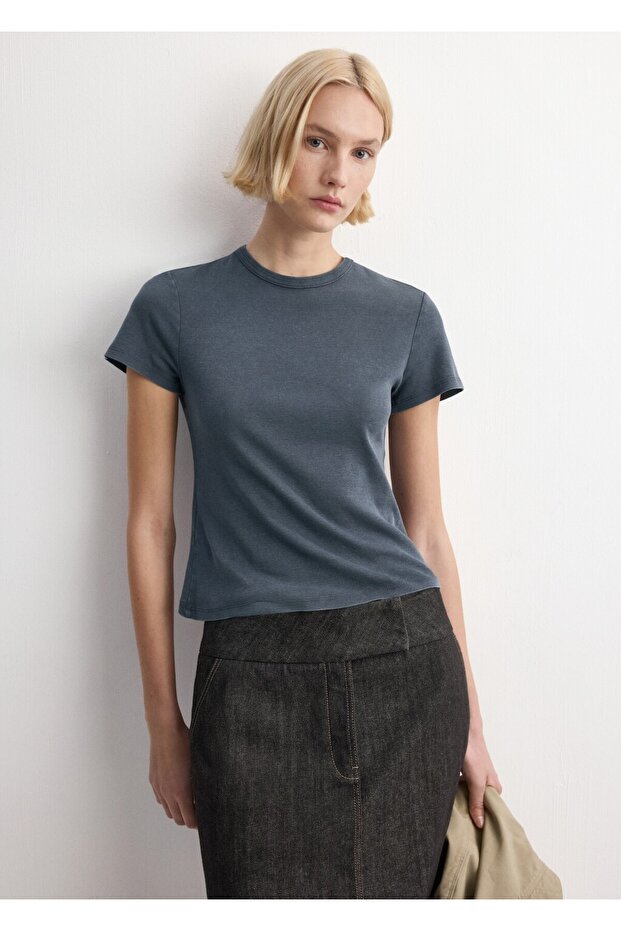 Pamuklu dikişli tişört - 1