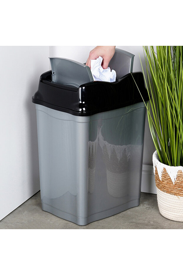 Gray plastic waste bin 28 l - 5