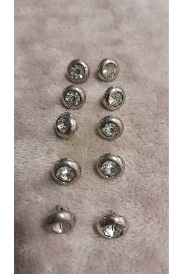 Stone-Set Mtel Button 15 Size 10 mm 10 Pieces