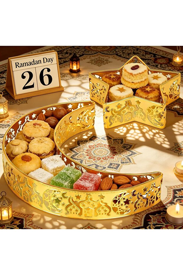 Moon & Star Shaped Iron Ramadan Tray