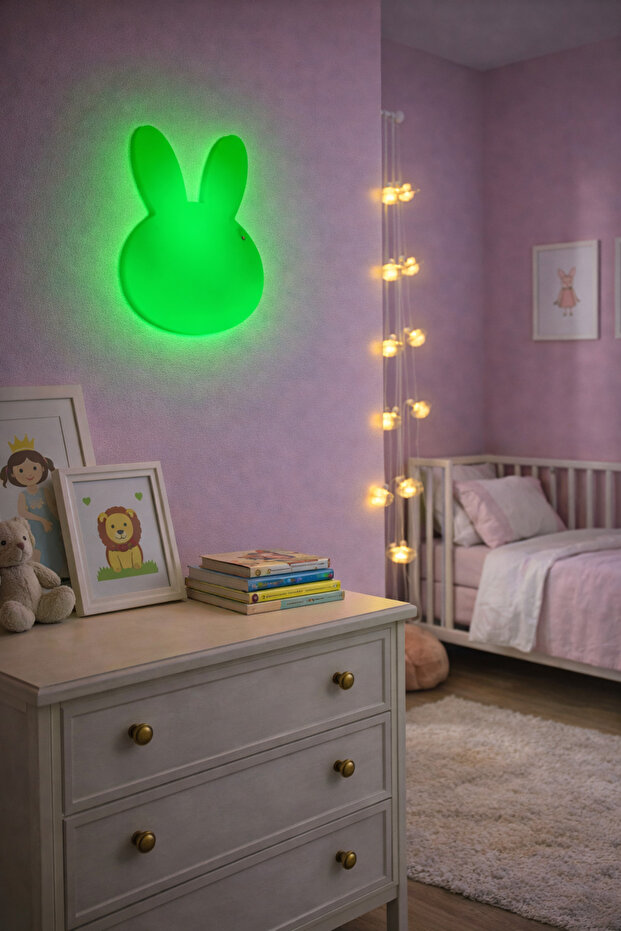 مصباح حائط LED على شكل رأس أرنب 26x17x5