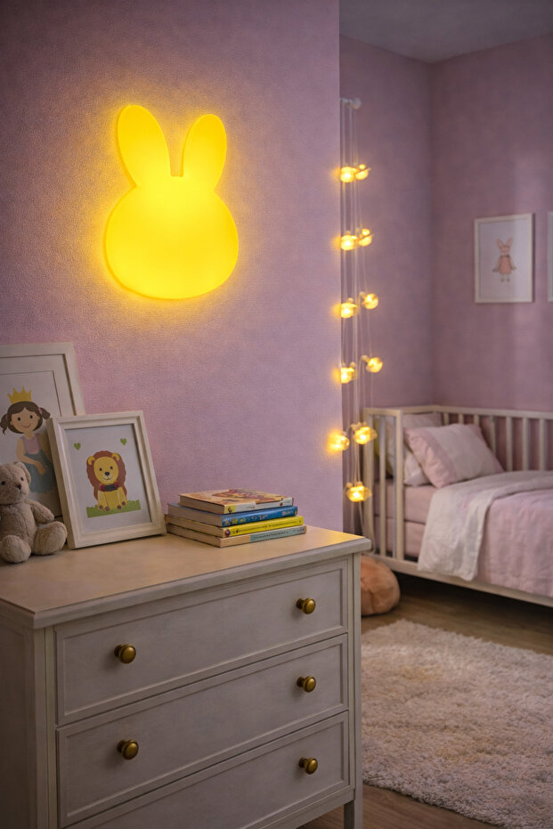 مصباح حائط LED على شكل رأس أرنب 26x17x5