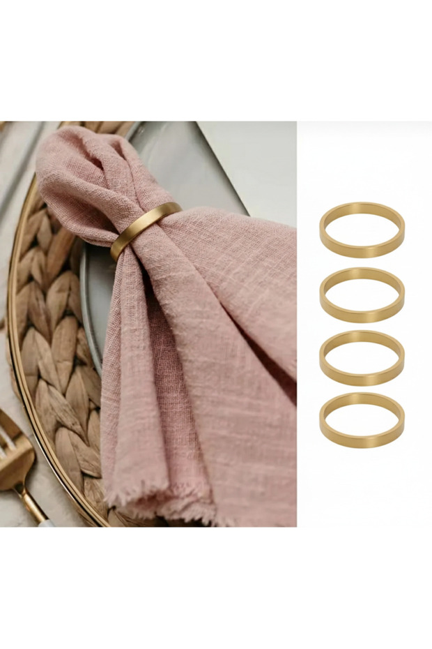 6 Pieces - Round Napkin Ring Matte Gold - Metal Accessory