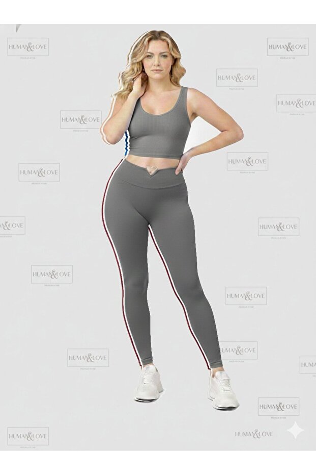 Heart-Detail Leggings and Strappy Crop Top